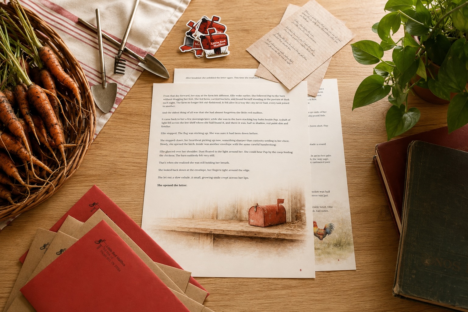 Little Red Mailbox envelope with an original story, hands-on mission, and small surprise